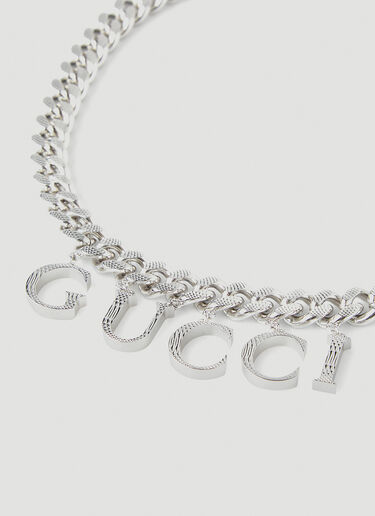 Gucci Logo Script Charm Necklace Silver guc0247172