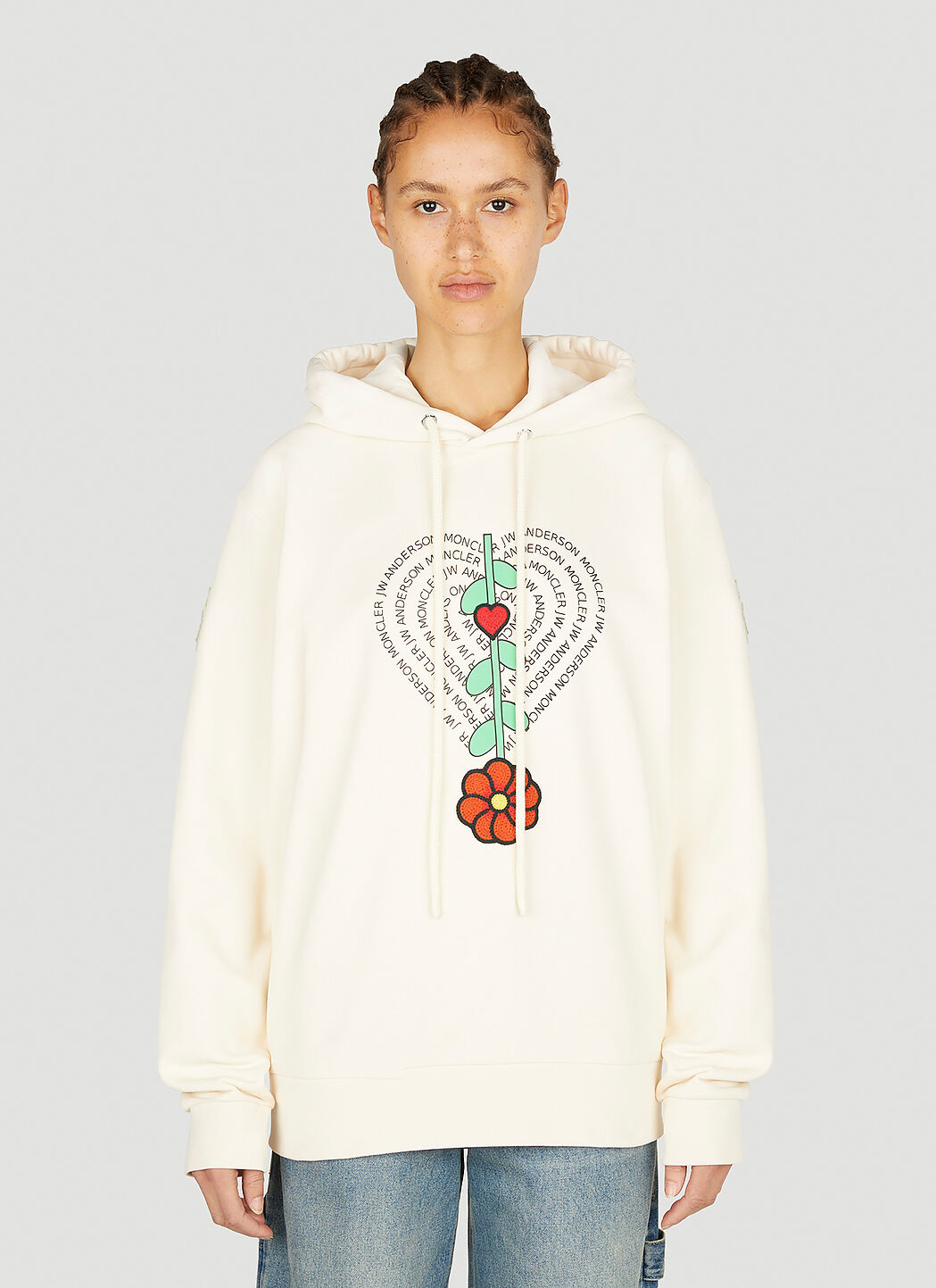 Moncler white hoodie clearance
