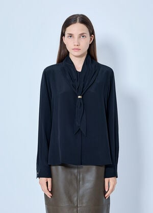 Max Mara Silk Tie-Neck Blouse Black max0265023
