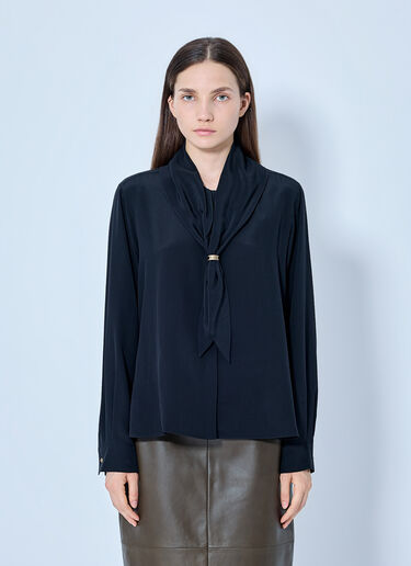 LN-CC® - Max Mara: Silk Tie-Neck Blouse - Black Max Mara Silk Tie-Neck Blouse Black max0265023