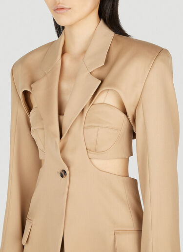 Rokh Exposed Bra Cut Out Blazer Beige rok0252008