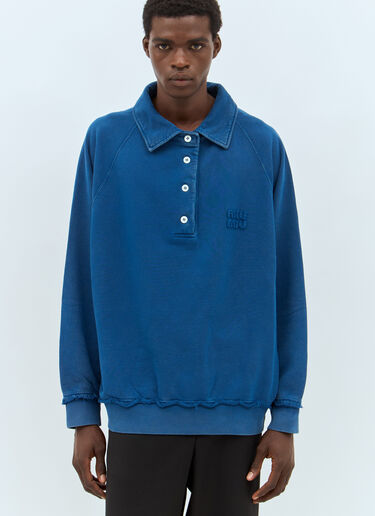 Miu Miu Logo Patch Polo Sweatshirt Blue miu0357002