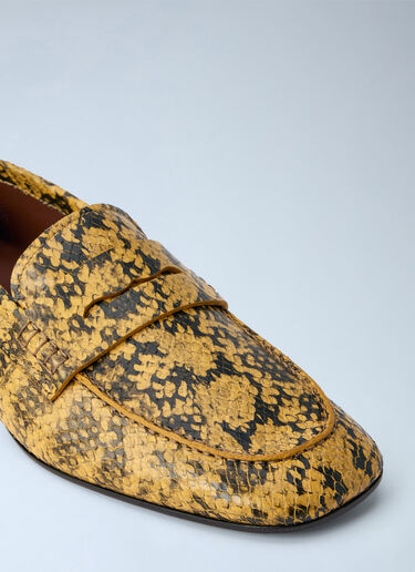 LN-CC® - Dries Van Noten: Python-Print Leather Loafers - Yellow Dries Van Noten Python-Print Leather Loafers Yellow dvn0265029