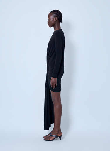 LN-CC® - Sportmax: Asymmetrical Drape Dress - Black Sportmax Asymmetrical Drape Dress Black spx0266033