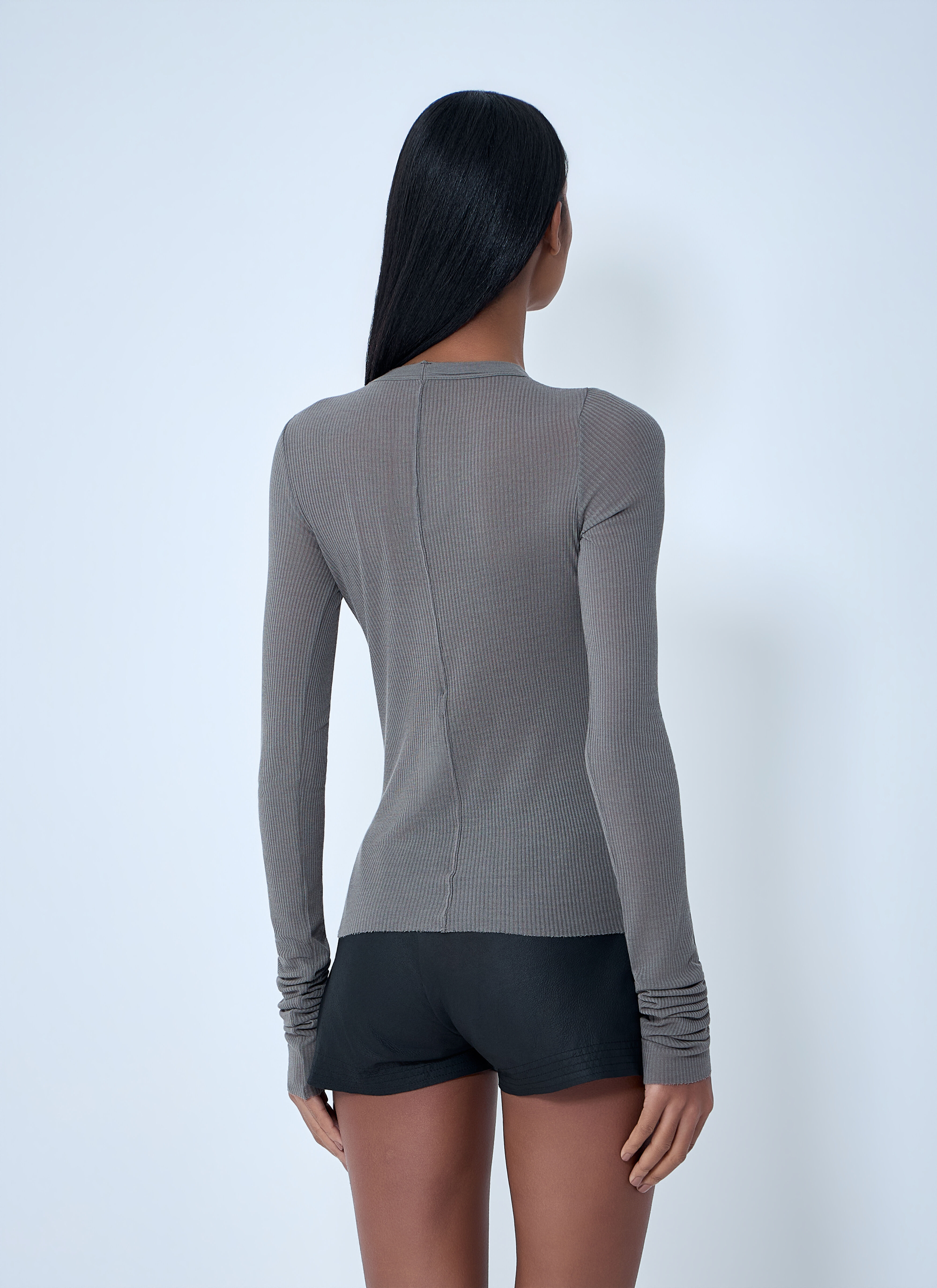 Rick Owens Women's' Ribbed Long Sleeve T-Shirt in Grey | LN-CC®