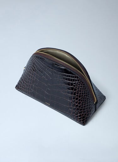 TOTEME Croc-Embossed Day Pouch Dark Brown tot0263084