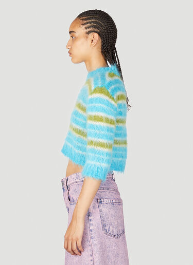 Marni Striped Mohair Crop Sweater Blue mni0255008