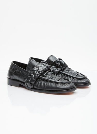 Knotted Leather Loafers Bottega Veneta Knotted Leather Loafers Black bov0255022