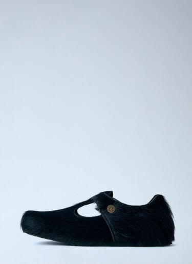 LN-CC® - Birkenstock 1774 x SFTM: Paris The Rebel Fur Slip Ons - Black Birkenstock 1774 x SFTM Paris The Rebel Fur Slip Ons Black brs0165005