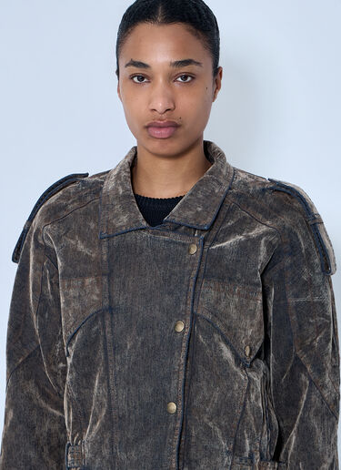 Vaquera Flocked Denim Jacket Brown vaq0264001