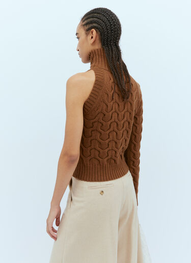 Max Mara One-Sleeve Cable Knit Sweater Brown max0254043