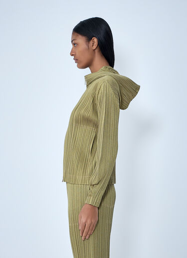 Pleats Please Issey Miyake Ribbed Knit Hooded Sweatshirt Yellow plp0263010