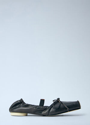 MM6 Maison Margiela Square Toe Bow Ballerina Shoes Brown mmm0264056