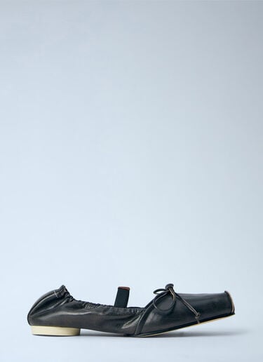 MM6 Maison Margiela Square Toe Bow Ballerina Shoes Brown mmm0264056