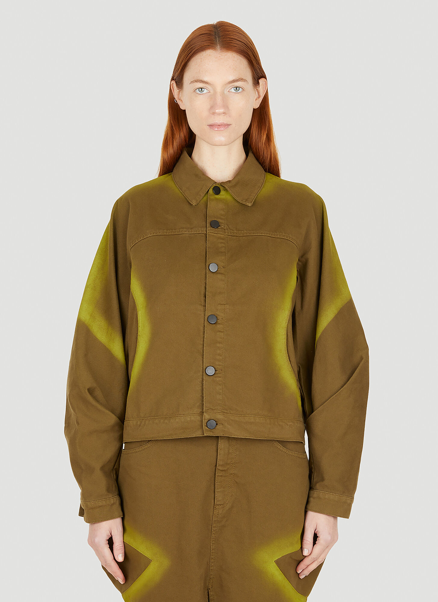 Paula Canovas Del Vas Fuzzy Denim Jacket In Khaki