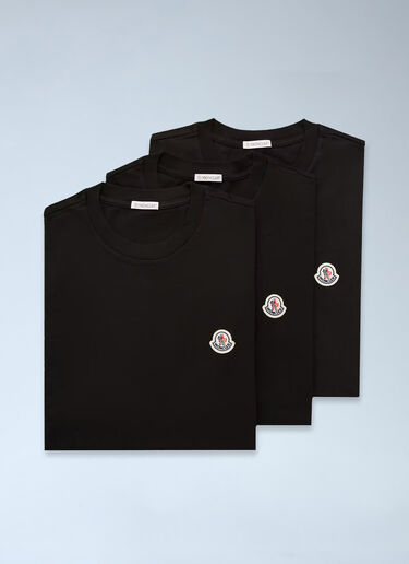Moncler Set Of Three Logo Motif T-Shirts Black mon0163038