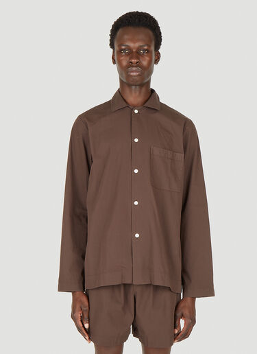 Tekla Classic Sleep Shirt Brown tek0349026