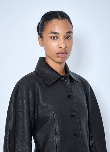 LN-CC® - RÓHE: Rounded Grain Leather Cropped Jacket - Black RÓHE Rounded Grain Leather Cropped Jacket Black roe0265005