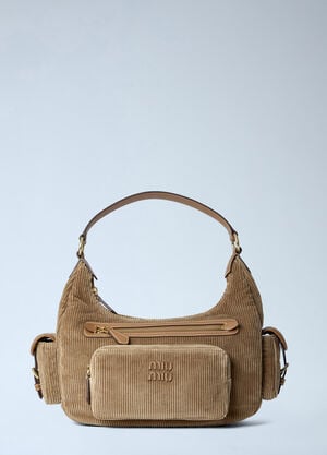 Miu Miu Corduroy Pocket Shoulder Bag Brown miu0263034