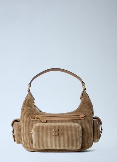 Miu Miu Corduroy Pocket Shoulder Bag Brown miu0263034