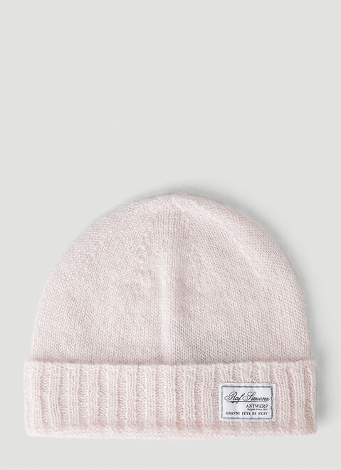 Raf Simons Logo Patch Beanie Hat White raf0251003