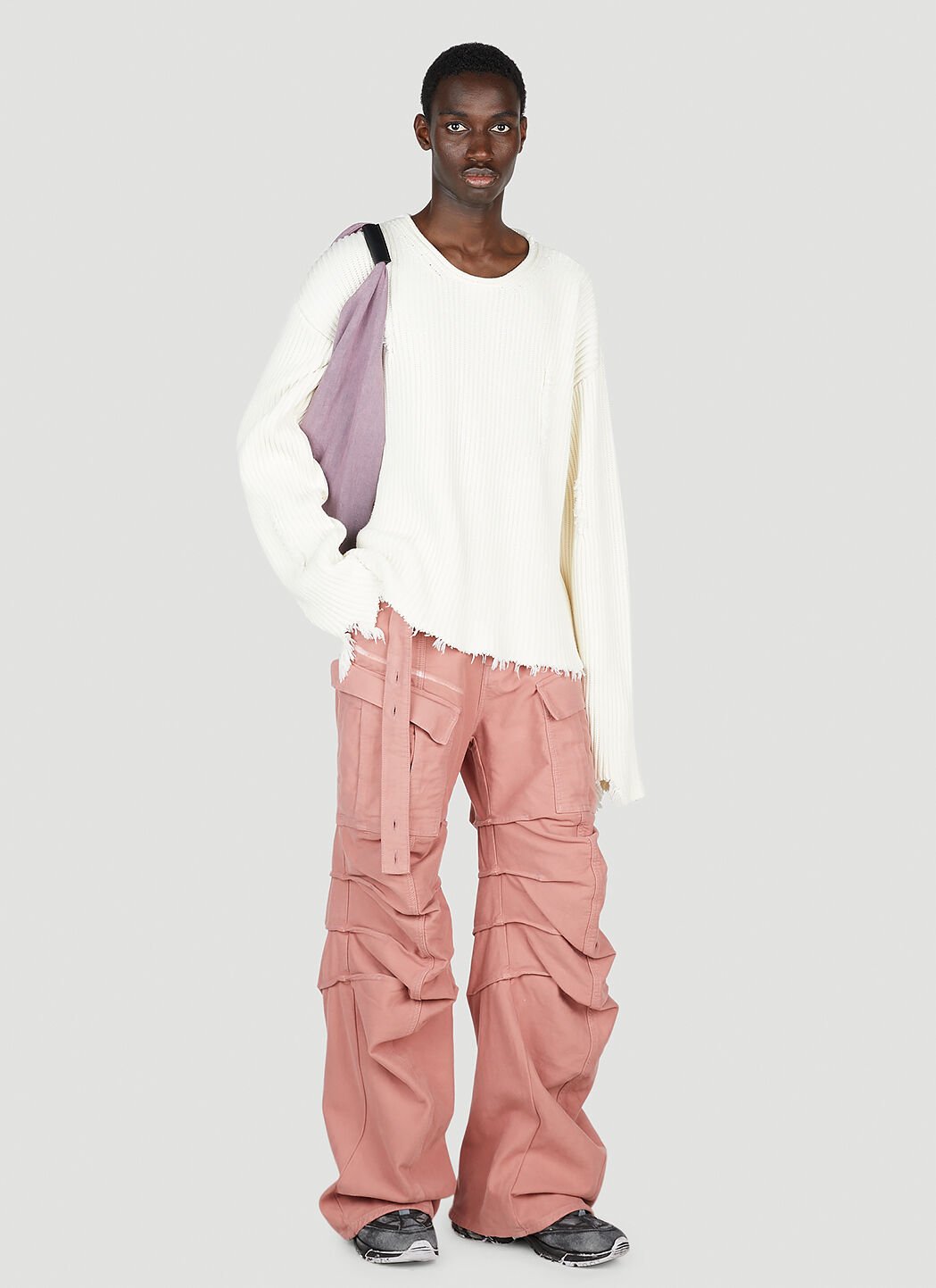Pink frayed sweater hotsell