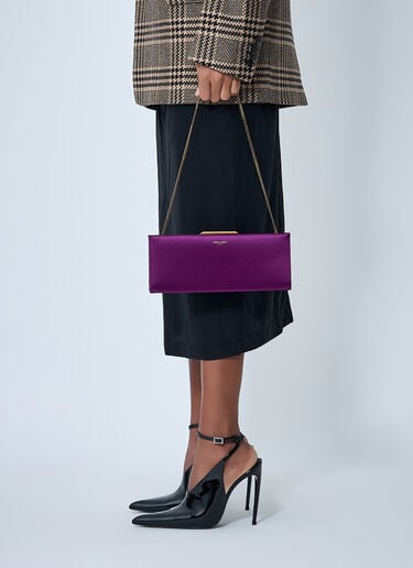 Saint Laurent 字母手拿包配蜥蜴链条 紫色 sla0262047