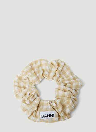 Check Seersucker Scrunchie GANNI Check Seersucker Scrunchie Beige gan0253084