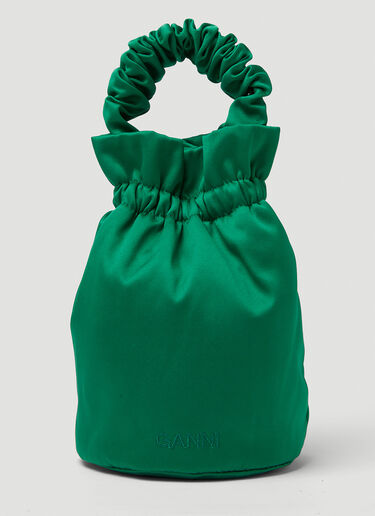 GANNI Ruched Pouch Hand Bag Green gan0249060