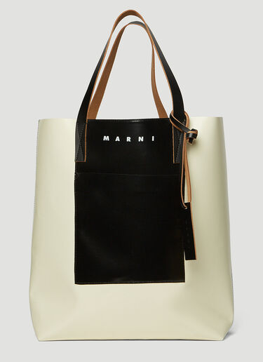 Marni Tribeca North South Shopping Tote Bag White mni0149040
