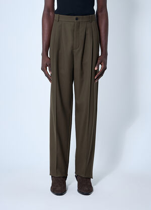 Saint Laurent Wool Tailored Pants Beige sla0159006