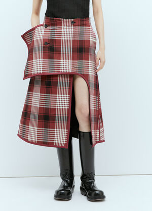 Issey Miyake Counterpoint Check Skirt Red ism0255001