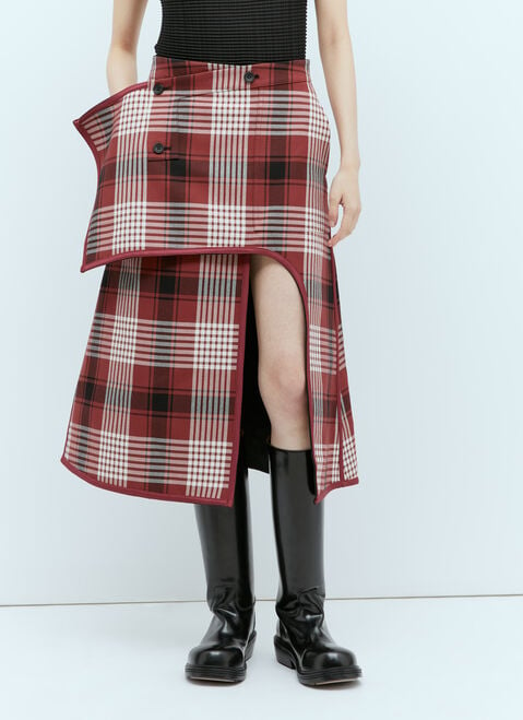 Issey Miyake Counterpoint Check Skirt Black ism0255003