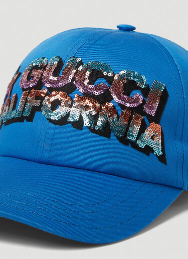 Gucci Logo Embellished Baseball Cap Blue guc0250216