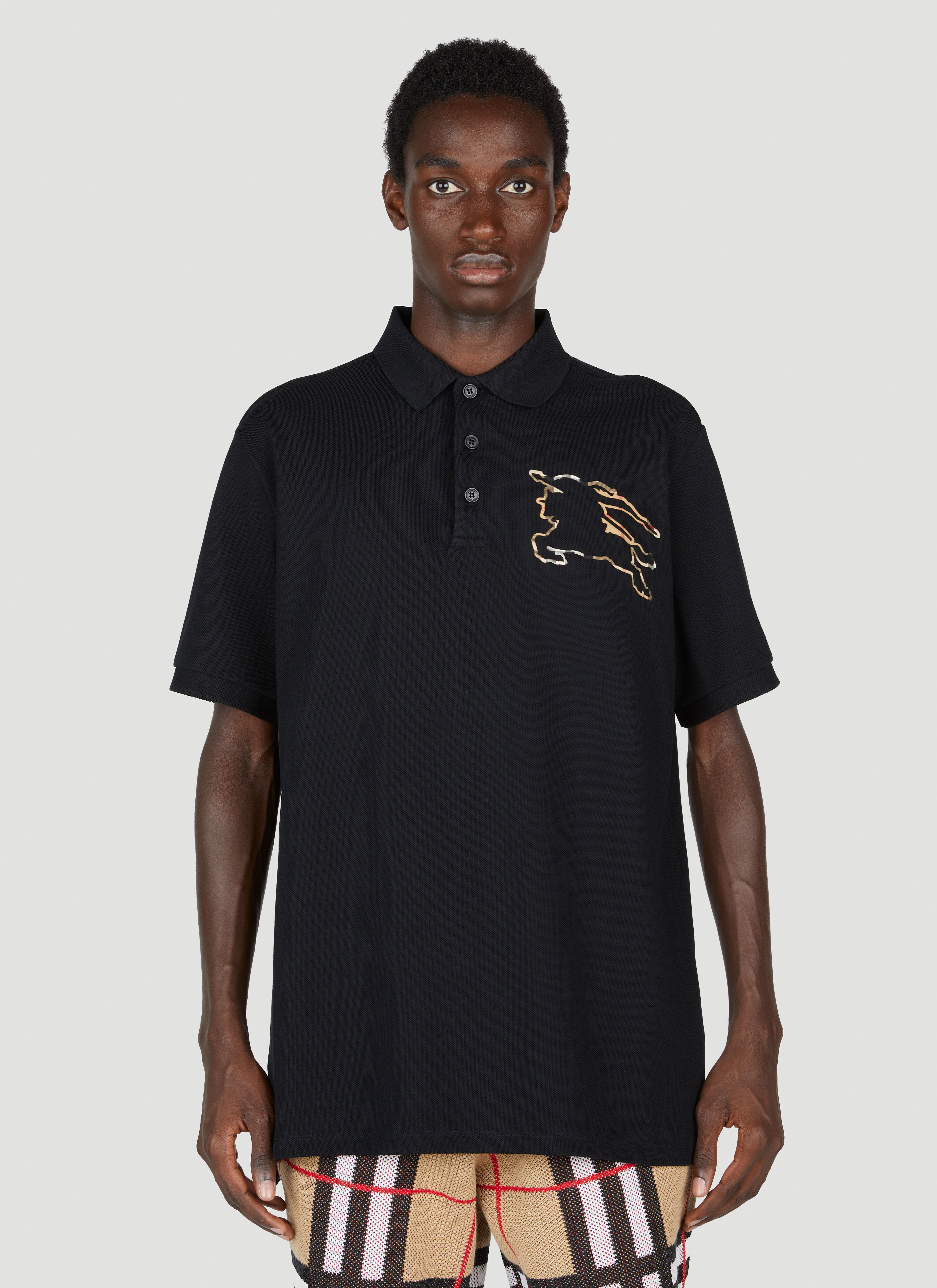 Burberry Check EKD Cotton Pique Polo Shirt en Black pour homme LN CC