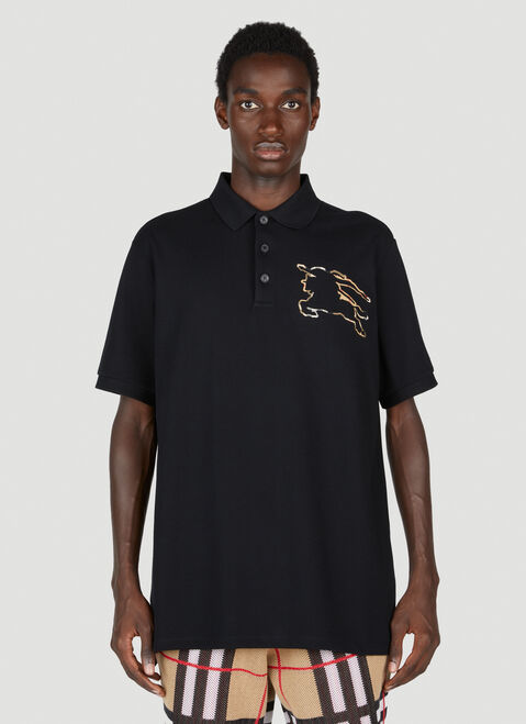 Versace Check EKD Cotton Piqué Polo Shirt Black ver0154006