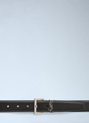 Saint Laurent Cassandre Leather Belt Black sla0241124