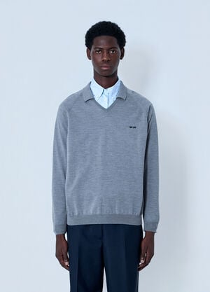 Miu Miu V-Neck Knit Sweater Grey miu0164036