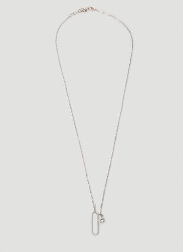 Saint Laurent 라인스톤 펜던트 네크리스 실버 sla0251194