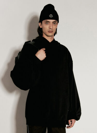 Moncler x Rick Owens 로고 자수 캐시미어 비니 햇 블랙 mcs0355017