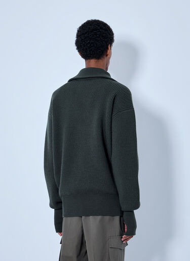 LN-CC® - RIER: Ribbed High Neck Sweatshirt - Green RIER Ribbed High Neck Sweatshirt Green rrr0165005