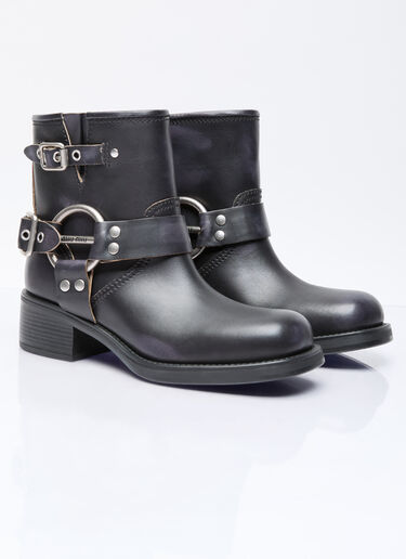 Vintage-look Leather Boots Miu Miu Vintage-look Leather Boots Black miu0256049
