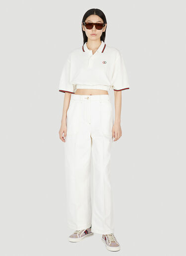 Gucci Cropped Polo Top White guc0251190