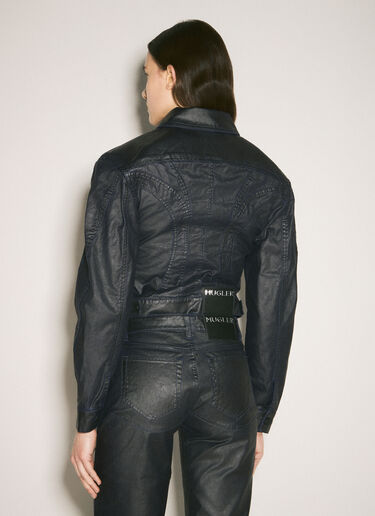 Mugler Waxed Denim Jacket Black mug0258018