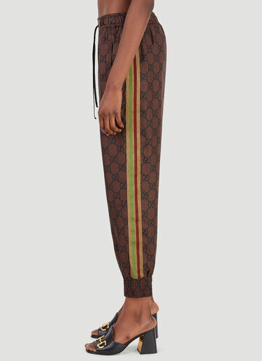Gucci GG Supreme Silk-Twill Track Pants Brown guc0245029