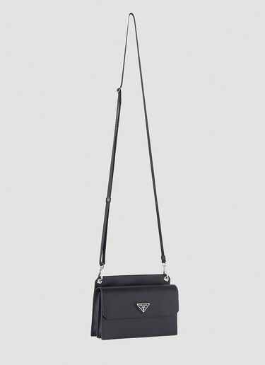Prada Saffiano Leather Phone Crossbody Bag Black pra0145043