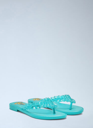 LN-CC® - GANNI x Melissa: Ruffled Strap Flip Flops - Blue GANNI x Melissa Ruffled Strap Flip Flops Blue gan0265025
