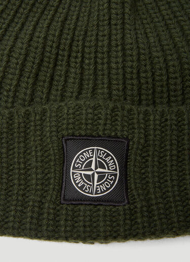 Stone Island Compass Patch Beanie Hat Dark Green sto0150098