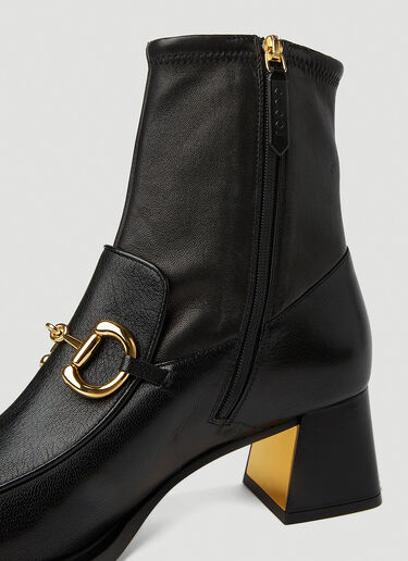 Gucci Horsebit Plaque Ankle Boots Black guc0251156