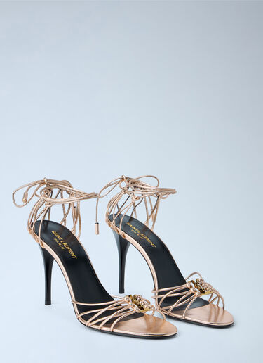 LN-CC® - Saint Laurent: Babylone Stiletto Sandals in Metallic Leather - Pink Saint Laurent Babylone Stiletto Sandals in Metallic Leather Pink sla0263034